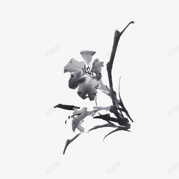 水墨水仙png免抠素材_88icon https://88icon.com 中国风 平面 手绘 手绘水仙 水仙 水墨 装饰 高冷 黑白
