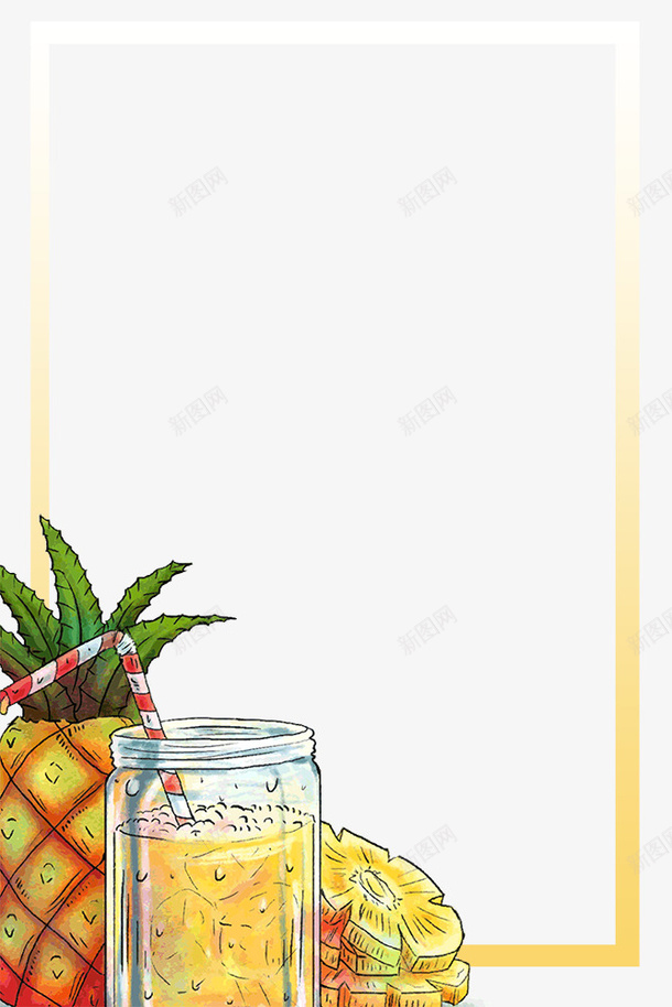 美味菠萝饮料饮品促销海报背景png免抠素材_88icon https://88icon.com 冷饮 夏日冷饮 果汁 果汁店 果汁店卡通 菠萝 边框 饮品 饮料 鲜榨果汁