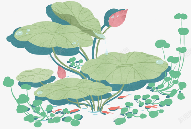 手绘小清新装饰荷花元素psd免抠素材_88icon https://88icon.com 夏天 小清新 手绘插画 荷叶 荷花 莲花 装饰图案