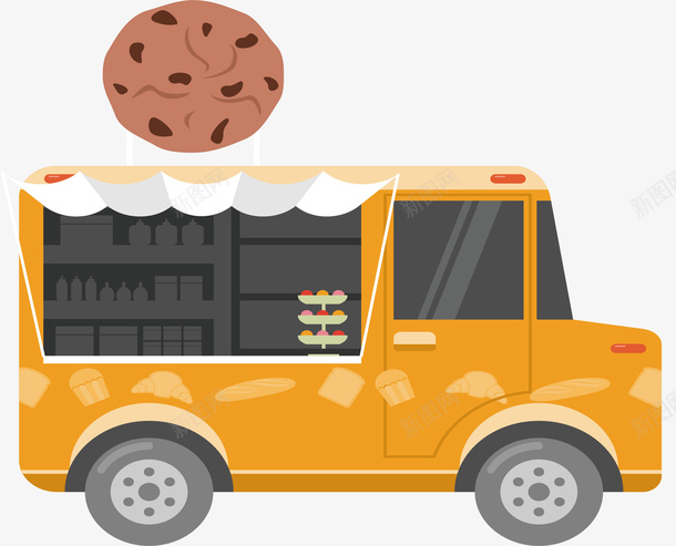 趣多多饼干甜点车矢量图ai免抠素材_88icon https://88icon.com 巧克力饼干 矢量png 美味甜点 趣多多 餐车 黄色餐车 矢量图
