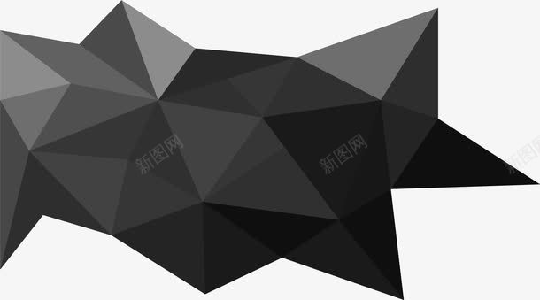 低多边形黑色结构体png免抠素材_88icon https://88icon.com 低多边形 抽象结构 晶体结构 黑色