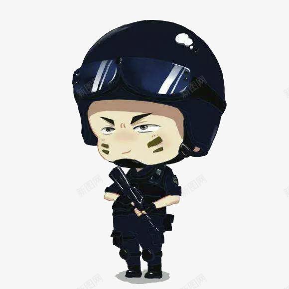 发呆的特警png免抠素材_88icon https://88icon.com 发呆 手绘 特警 站立