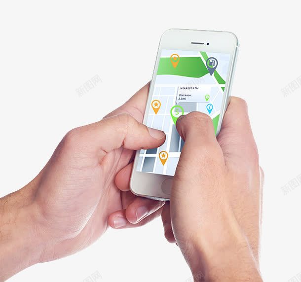 手机导航psd免抠素材_88icon https://88icon.com 人拿手机 双手 地点 搜索 路线