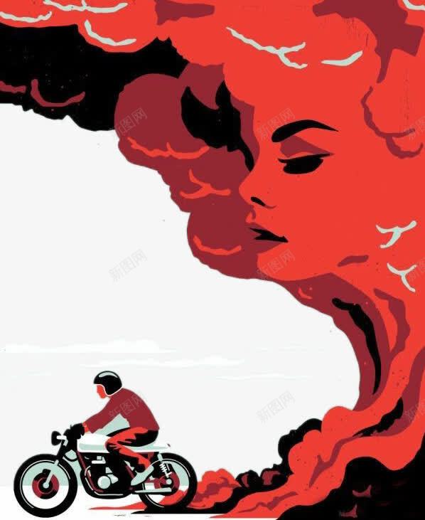 创意摩托车烟尘构造的美女png免抠素材_88icon https://88icon.com 创意插画 卡通手绘 摩托车 烟尘 美女