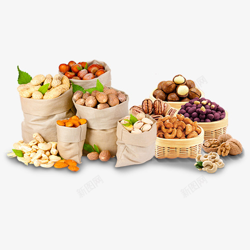 彩色简约装饰干果集合png免抠素材_88icon https://88icon.com 产品实物 干果集合 美味小吃 袋装干果 装饰图 设计图