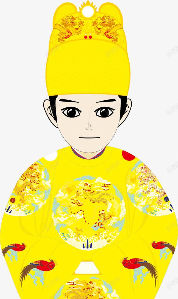 穿金色服装的卡通皇上png免抠素材_88icon https://88icon.com 清朝龙袍 皇上 皇帝 皇帝龙袍 荷花 莲花 衣服 长袍 高清龙袍 麒麟 黄袍 龙 龙袍
