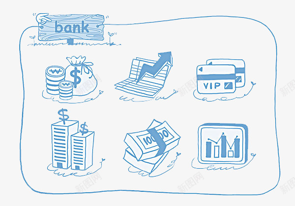 手绘蓝色简笔银行psd免抠素材_88icon https://88icon.com bank 蓝色简单银行 金融 金融服务 银行 银行网点
