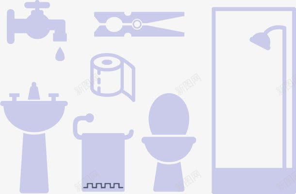 免费浴室浴缸元素矢量图ai免抠素材_88icon https://88icon.com 化妆品 卫生纸 厕所 水龙头 洗洗衣机 浴室 浴缸 淋浴 衣服夹子 矢量图