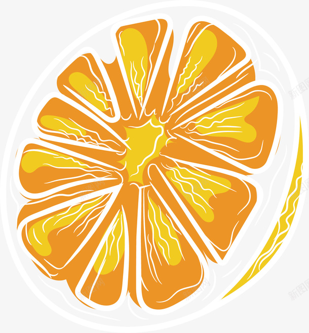 半个的橙子矢量图ai免抠素材_88icon https://88icon.com 大颗粒果实 橙子 橙子汁 水果 黄色 矢量图