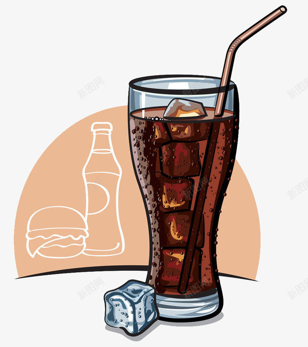 手绘玻璃杯冰可乐png免抠素材_88icon https://88icon.com 冰可乐 可乐 手绘 杯装可乐 玻璃杯 碳酸饮料 饮料