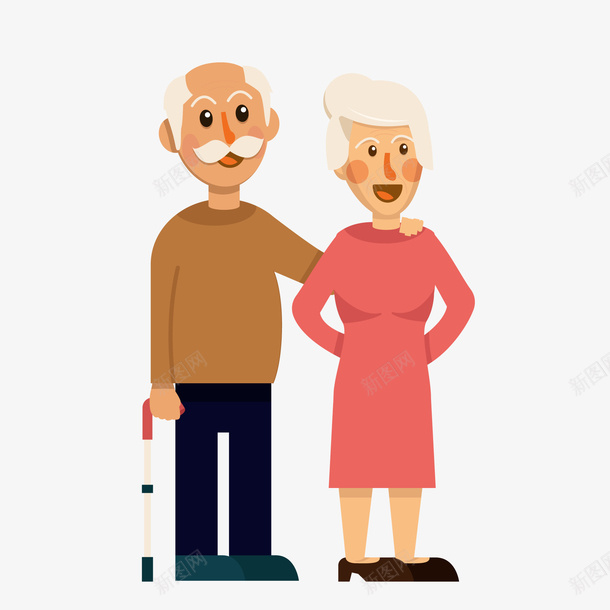 创意祖父母老夫妇png免抠素材_88icon https://88icon.com 人物设计 卡通 扁平化 温馨 老夫妻