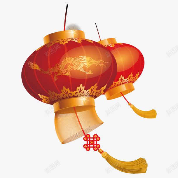 新春悬挂着的红色灯笼png免抠素材_88icon https://88icon.com 中国结 喜庆 图案 新年 灯笼 红色 节日 装饰 闪光 飘荡 龙
