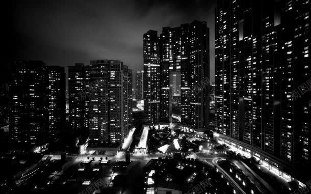 繁华都市夜景黑白风格的jpg设计背景_88icon https://88icon.com 夜景 繁华 都市 风格 黑白