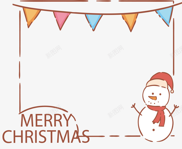 可爱圣诞节雪人边框矢量图ai免抠素材_88icon https://88icon.com 三角彩旗 圣诞节 圣诞边框 圣诞雪人 彩旗 矢量png 矢量图