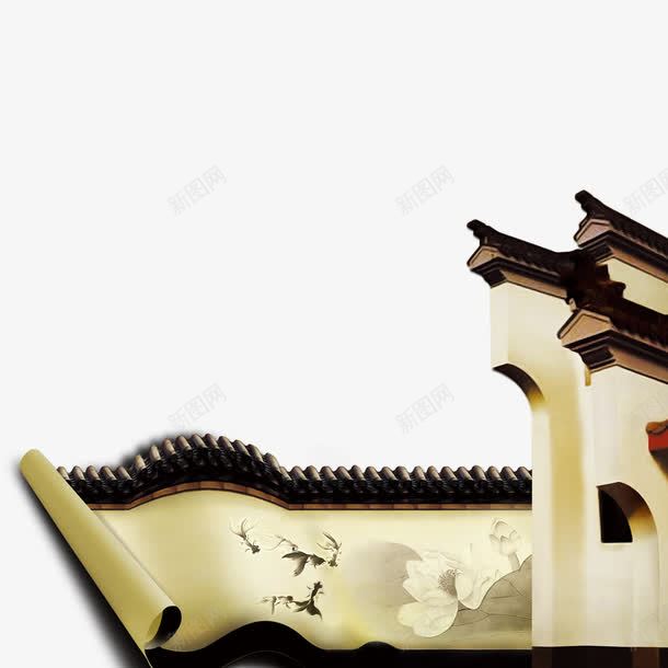 徽派建筑png免抠素材_88icon https://88icon.com 建筑 徽派 白墙 马头墙