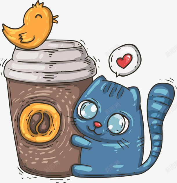 抱着奶茶的小猫png免抠素材_88icon https://88icon.com 卡通猫咪 奶茶 小猫 猫咪 矢量猫咪