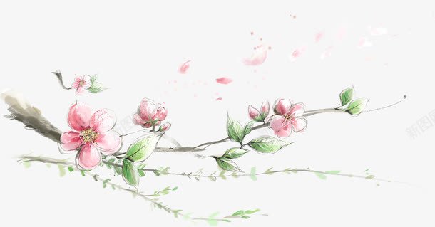 粉色手绘桃花美景png免抠素材_88icon https://88icon.com 桃花 粉色 美景