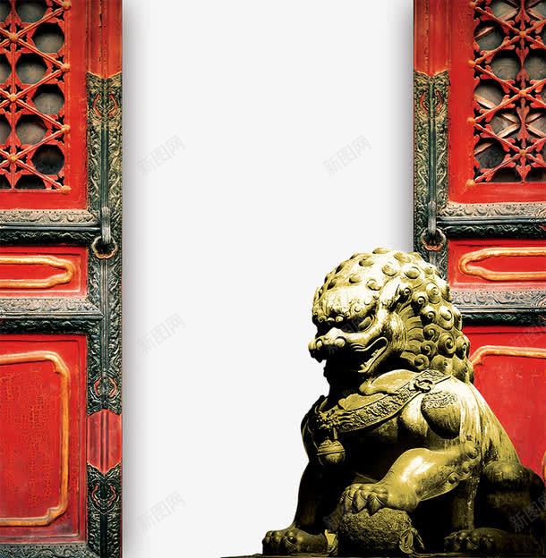 地产广告元素铁门png免抠素材_88icon https://88icon.com 地产广告元素铁门 大门 海报元素 石狮 红色 门栓