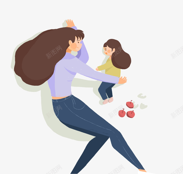 卡通手绘母女插画psd免抠素材_88icon https://88icon.com 卡通手绘 感恩母亲 插画 母女 母爱 睡觉