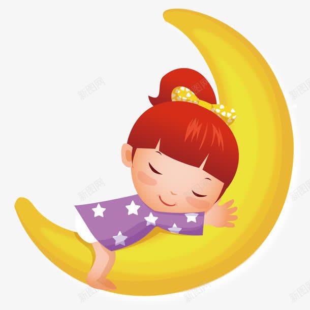 女孩在月亮上熟睡png免抠素材_88icon https://88icon.com 卡通 女孩 月亮 熟睡 矢量人物