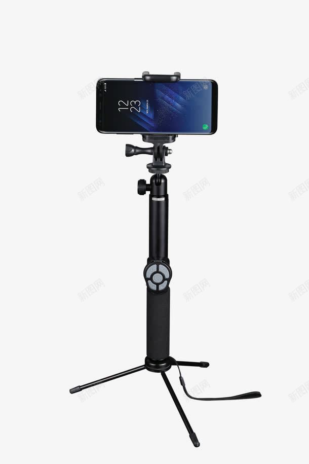 一个自拍杆png免抠素材_88icon https://88icon.com 一根 三脚架 卡通 手机 手绘 电线 自拍杆 自拍海报 黑色