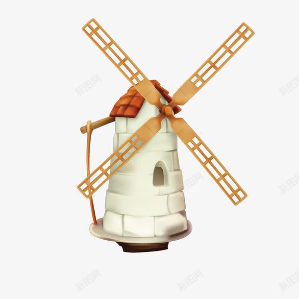 荷兰大风车手绘png免抠素材_88icon https://88icon.com 卡通 大风车 旋转的风车 荷兰