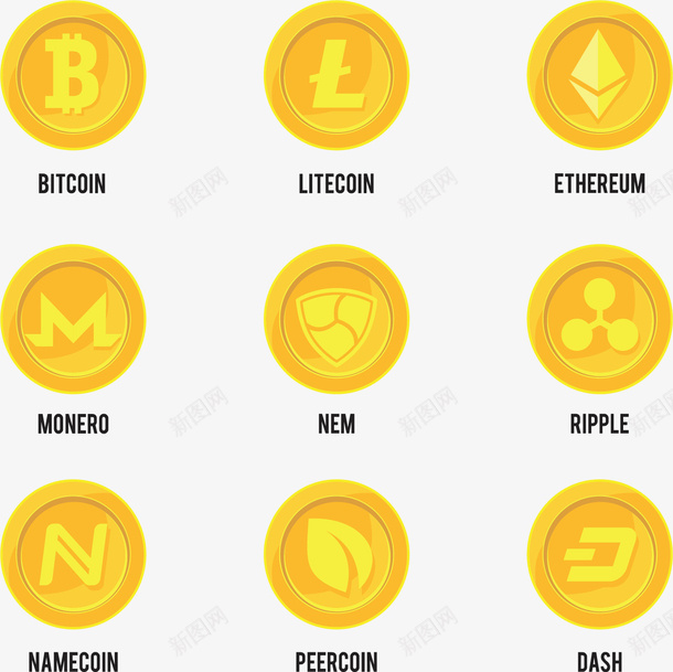互联网金融交易货币矢量图ai免抠素材_88icon https://88icon.com 互联网 比特币 矢量png 网络金融 货币 金色货币 矢量图