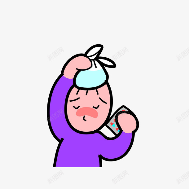 卡通发烧自己拿冰袋降温的小人素png免抠素材_88icon https://88icon.com 冰袋降温 卡通发烧自己拿冰袋降温的小人素材免费下载 感冒发烧 手拿冰袋 手拿药 物理降温