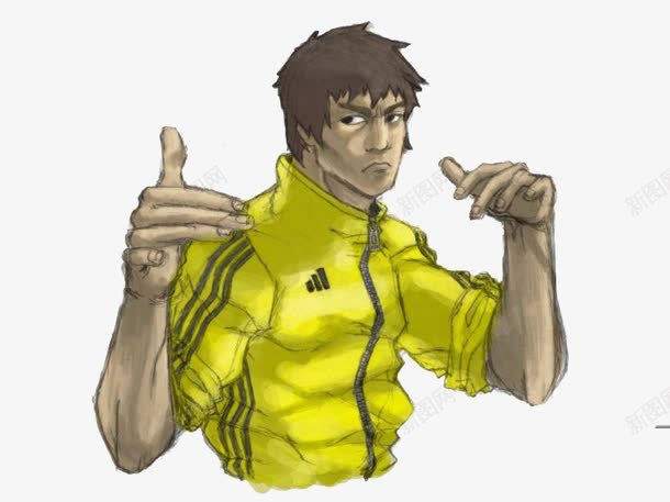 黄色卡通李小龙png免抠素材_88icon https://88icon.com 卡通 李小龙 简约 黄色