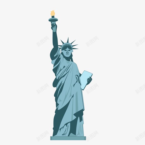 一个扁平化的自由女神像矢量图ai免抠素材_88icon https://88icon.com 卡通 圣书 建筑 火炬 矢量图 美国 美国纽约 自由女神像 雕像 雕塑