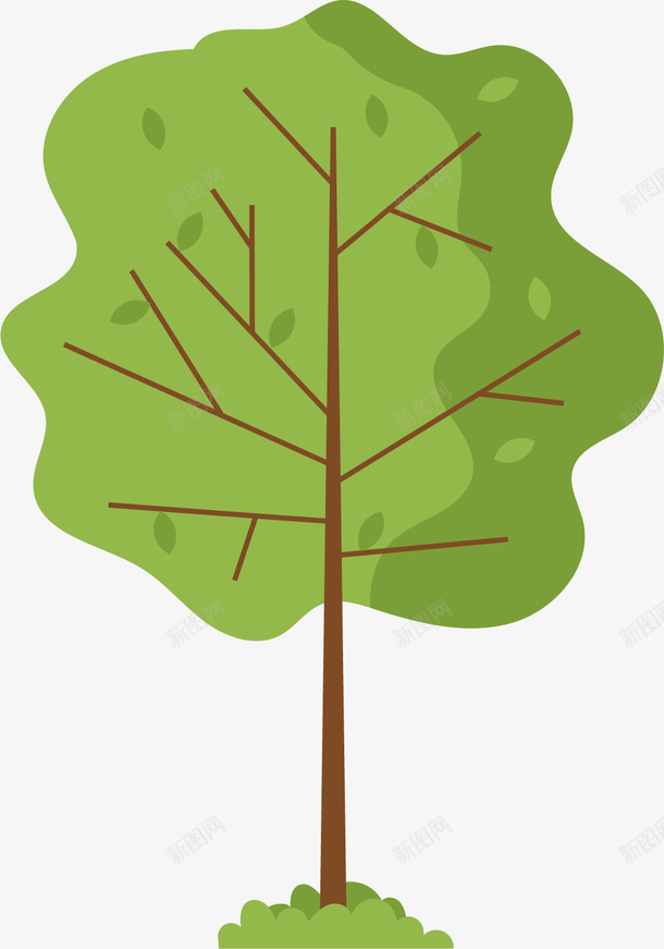 绿色的树木矢量图ai免抠素材_88icon https://88icon.com 光合作用 叶子 大自然 枝桠 树干 植物 灌木 草丛 矢量图