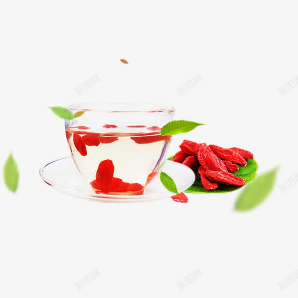 枸杞茶png免抠素材_88icon https://88icon.com 枸杞 枸杞茶 绿叶 茶水