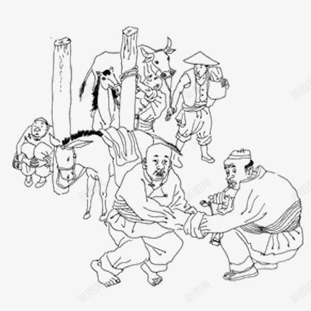 古代集市交易png免抠素材_88icon https://88icon.com 买卖 交易 人物 古代 古代商铺街景 古代集市 手绘 生动 讨价还价 集市 马匹