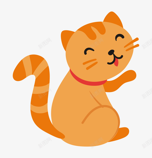 可爱的黄色小猫咪png免抠素材_88icon https://88icon.com 动物 卡通 可爱的 小猫咪 尾巴 微笑的 胡须