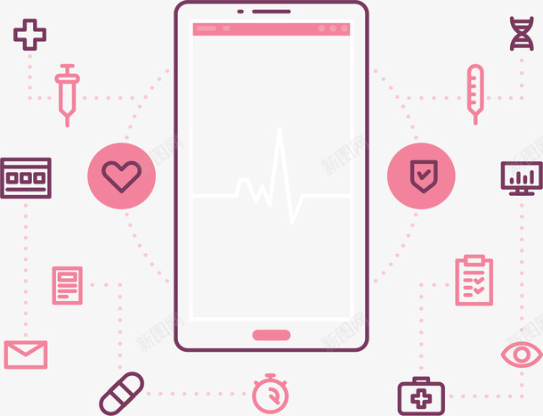 彩色线条手机医疗矢量图ai免抠素材_88icon https://88icon.com 医疗 在线医生 在线问诊 手机医疗 矢量png 移动医疗 矢量图