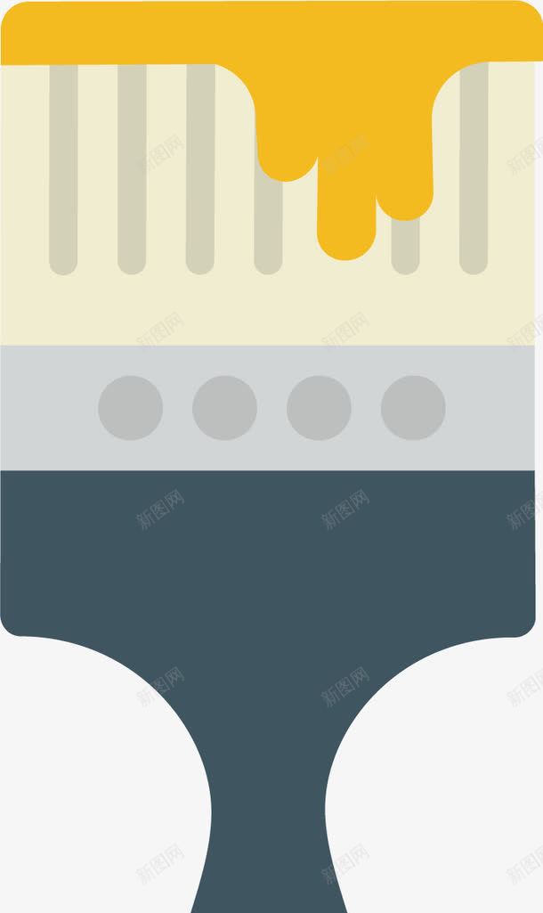刷过黄色油漆的刷子png免抠素材_88icon https://88icon.com 刷子 卡通 工作人员 粉刷匠 颜料 黄色