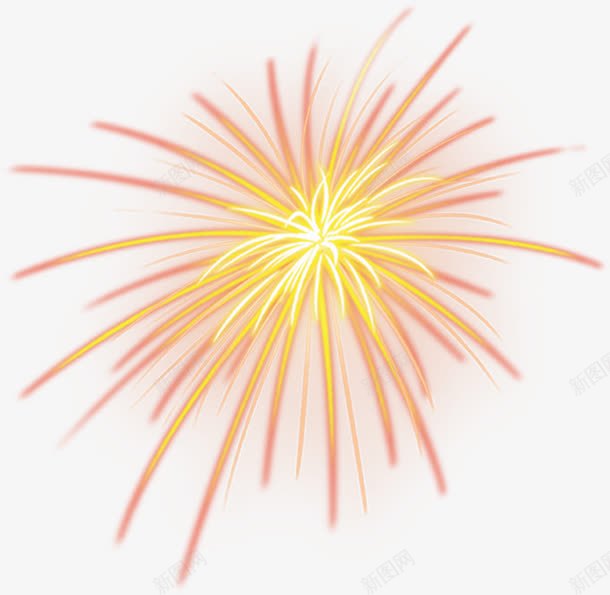 手绘红黄色礼花国庆png免抠素材_88icon https://88icon.com 国庆 彩炮 礼花 黄色