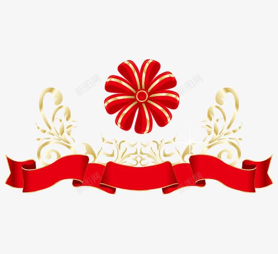 花纹丝带矢量图ai免抠素材_88icon https://88icon.com 红绸 红花 边框 飘带 矢量图