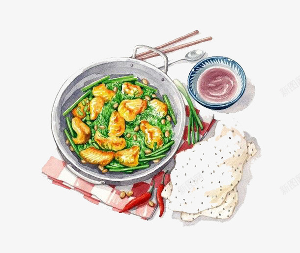 水彩食物png免抠素材_88icon https://88icon.com 午饭 卡通 彩色 手绘 水彩 筷子 装饰 食物 饭菜
