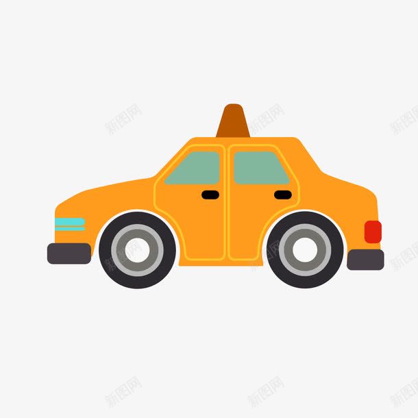 黄色扁平化出租车png免抠素材_88icon https://88icon.com 出租车 扁平化 打车 黄色