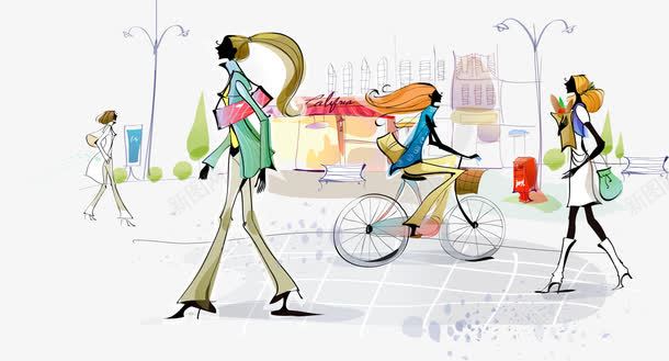 街景png免抠素材_88icon https://88icon.com 匆忙 大街 手绘 行人