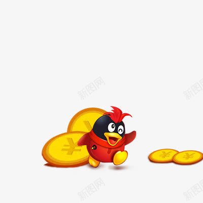 QQ企鹅png免抠素材_88icon https://88icon.com QQ qqlogo 红心Q 腾讯企鹅 金币