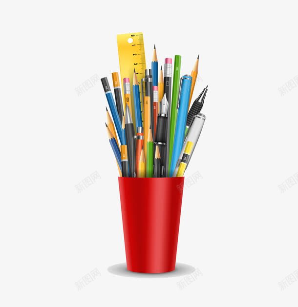 笔筒png免抠素材_88icon https://88icon.com 学习用品 彩色 笔筒 铅笔