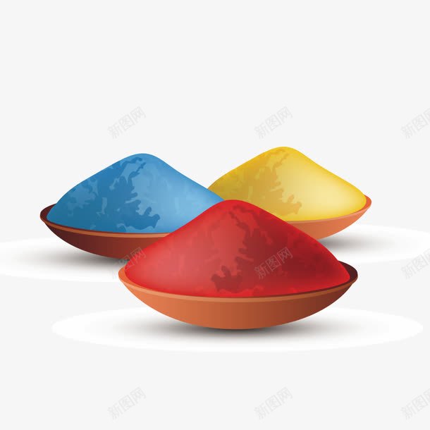彩色染料矢量图ai免抠素材_88icon https://88icon.com 盘子 粉末 红色 蓝色 矢量图