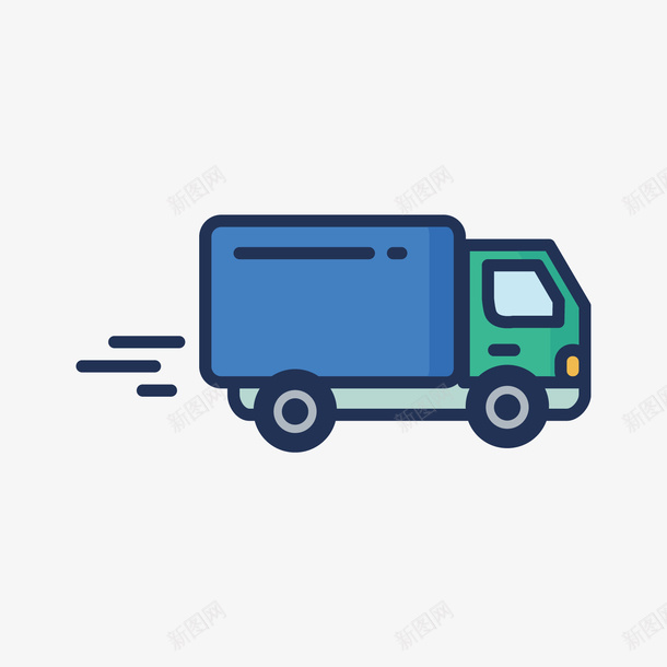蓝色货车运输元素矢量图ai免抠素材_88icon https://88icon.com 平面 形状 物流 线稿 蓝色 设计 货物 运输 速度 矢量图