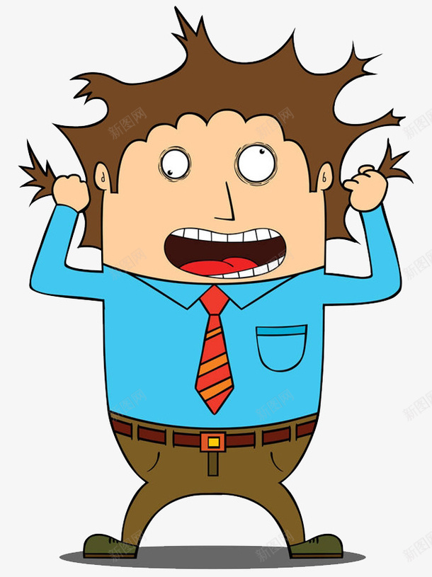 陷入抓狂疯癫状态的男子png免抠素材_88icon https://88icon.com 卡通手绘 商务人士 尖叫 抓狂 揪心 焦虑卡通人物 疯癫 装饰