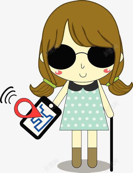 拿着平板导航的盲人png免抠素材_88icon https://88icon.com 卡通 女孩 导航 盲人 盲杖 看不见 瞎 瞎子 视力障碍