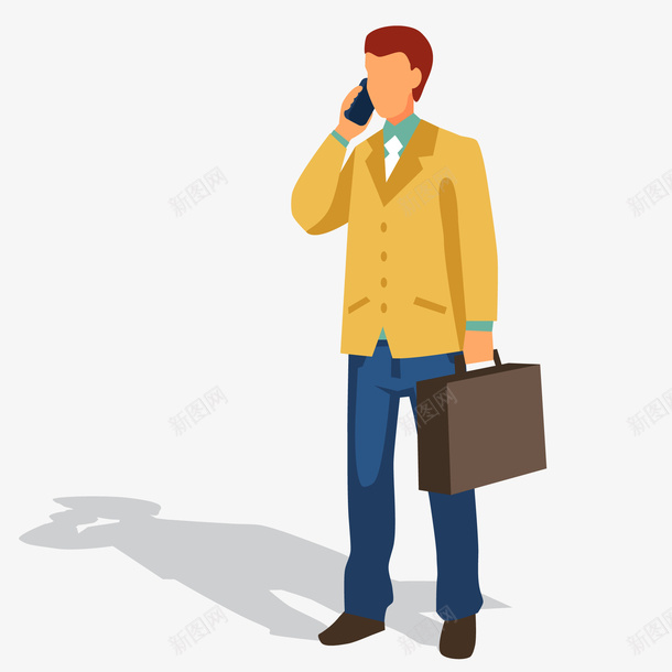 卡通打电话的商务人士矢量图ai免抠素材_88icon https://88icon.com 人物设计 卡通 商务人士 打电话 黄色西装 矢量图