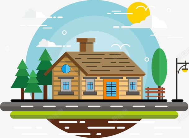 卡通别墅小屋png免抠素材_88icon https://88icon.com 丛林 农舍 别墅 别墅木屋 卡通房子 卡通扁平化 小木屋 房屋 树林 森林小屋 豪宅卡通