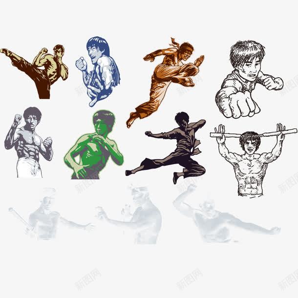 功夫png免抠素材_88icon https://88icon.com 中国功夫 功夫 功夫男孩 李小龙 水墨画 耍功夫